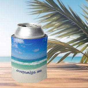 ビーチで波のある青空を撮影 缶クーラー