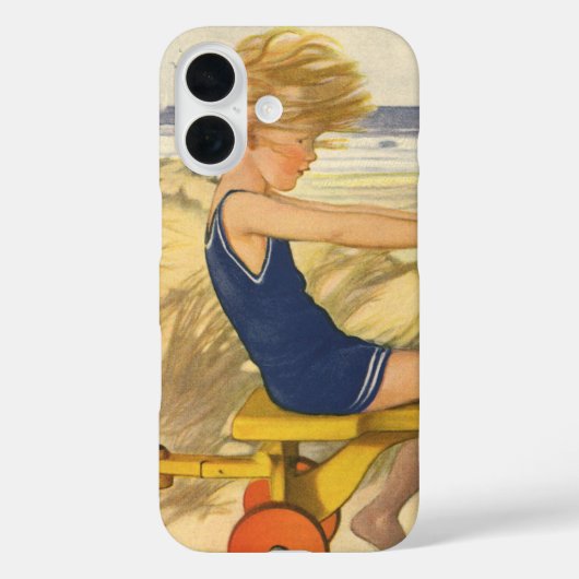ビーチで砂のおもちゃで遊ぶヴィンテージの少年 Case-Mate iPhoneケース (裏面)