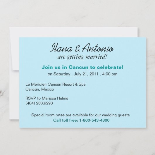 ビーチで結婚式をしよう！ 日程を保存してね セーブザデート (裏面)