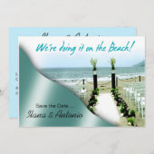 ビーチで結婚式をしよう! 日程を保存してね セーブザデート (正面/裏面)