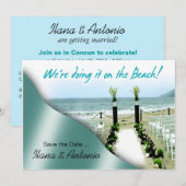 ビーチで結婚式を挙げるので日程を確保してね セーブザデート (正面/裏面)