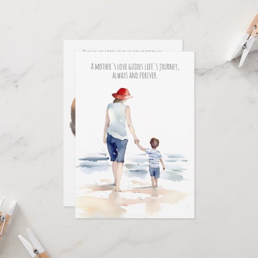 ビーチで親子 |母の日 カード (正面/裏面インサイチュ)