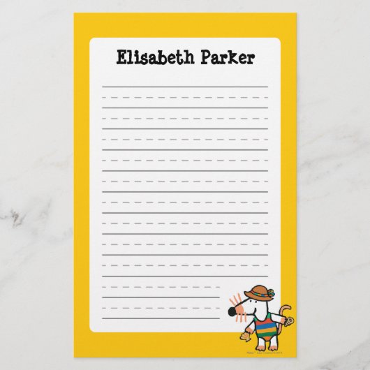 ビーチで貝を集めているMaisy 便箋 (正面)