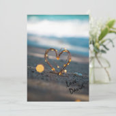 ビーチで輝くハート | ロマンチックなユニークフォト シーズンカード (スタンド正面)