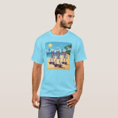 ビーチで遊ぶスケルトンデザイン Tシャツ (正面フル)