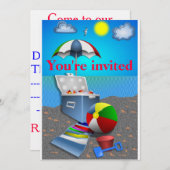 ビーチで遊ぼう 招待状 (正面/裏面)