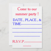 ビーチで遊ぼう 招待状 (裏面)