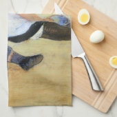 ビーチで遊んでいるメリーCassatt子供 キッチンタオル (四つ折り)