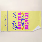 ビーチで過ごす人生は最高 Towel ビーチタオル (正面)