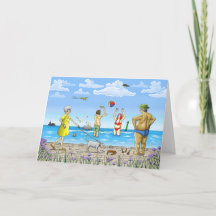 ビーチで過ごす夏の誕生日カード