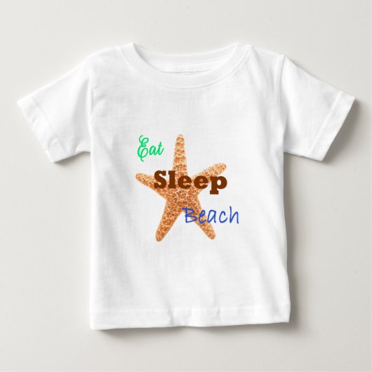 ビーチで食べる寝る - 子供用Tシャツ ベビーTシャツ (正面)