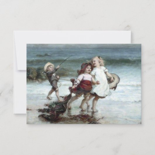 ビーチで馬のふりをする少女たち カード (正面)