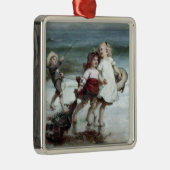ビーチで馬のふりをする少女たち メタルオーナメント (右)