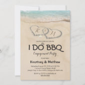 ビーチでBBQエンゲージmentパーティー 招待状 (正面)