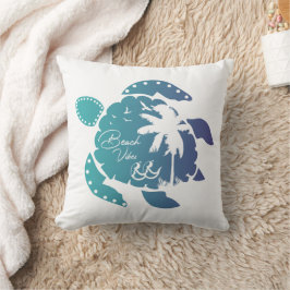 ビーチとウミガメ クッション
