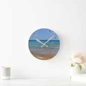 ビーチとカモメ ラウンド壁時計 (ホーム)