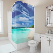 ビーチとカリブの深いブルーサマースカイ シャワーカーテン (インサイチュ)