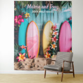 ビーチとサーフボードの吊り下げタペストリー背景 タペストリー (インサイチュ)