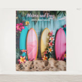 ビーチとサーフボードの吊り下げタペストリー背景 タペストリー (正面)