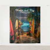 ビーチとサーフボードの背景パネル タペストリー (正面)