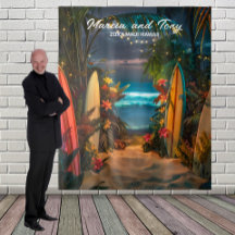 ビーチとサーフボードの背景パネル