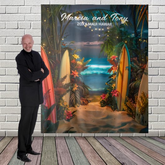 ビーチとサーフボードの背景パネル タペストリー
