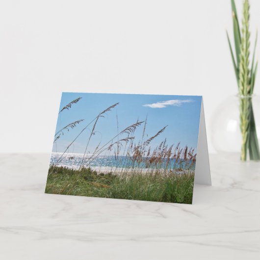 ビーチとシーオーツのグリーティングカード カード (正面)
