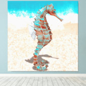 ビーチとシーホース キャンバスプリント (インサイチュ (ウッドフロア))