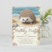 ビーチとハリネズミの誕生日パーティー 招待状 (スタンド正面)