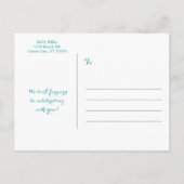 ビーチとハートの砂の日付カードの保存 案内ポストカード (裏面)