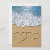 ビーチとハートを砂のブライダルシャワー 招待状 (裏面)