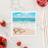 ビーチとハートオンザサンド スタンダードカクテルナプキン (インサイチュ)