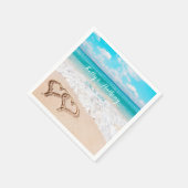 ビーチとハートオンザサンド スタンダードカクテルナプキン (角)