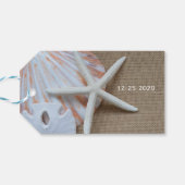ビーチとバーラップ結婚の感謝のお願い ギフトタグ (裏面横)