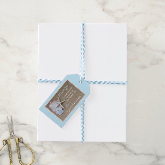 ビーチとバーラップ結婚の感謝のお願い ギフトタグ (より糸つき)