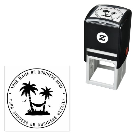 ビーチとパームツリーズのビジネス名差出人住所 セルフインキングスタンプ (インサイチュ)