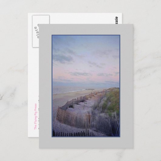 「ビーチとフェンスとドーン時の砂丘」はがき ポストカード (正面/裏面)