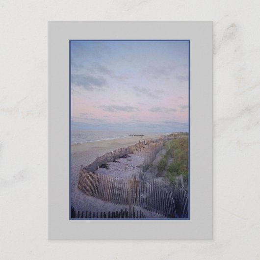 「ビーチとフェンスとドーン時の砂丘」はがき ポストカード (正面)