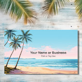 ビーチとヤシの木とQRコード熱帯 名刺