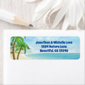 ビーチとヤシの木のトロピカルアドレス ラベル (インサイチュ)