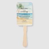 ビーチとヤシの木の結婚式 プログラム式 ハンドファン (正面)