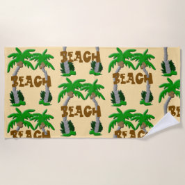ビーチとヤシの木 ビーチタオル