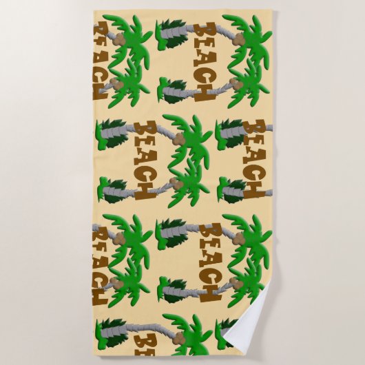 ビーチとヤシの木 ビーチタオル (正面)