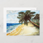 ビーチとヤシの木 ポストカード (正面/裏面)