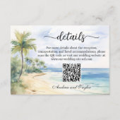 ビーチとヤシの木QRコード結婚の詳細 エンクロージャーカード (正面)