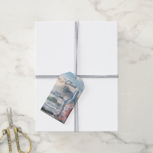 ビーチとワイン結婚式の引き出物サンキューギフトラベル ギフトタグ (より糸付き)