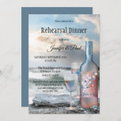 ビーチとワイン絵を描リハーサルディナー招待状 招待状 (正面/裏面)