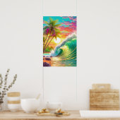 ビーチと大波ポスター ポスター (キッチン)