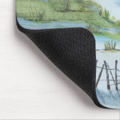 ビーチと子供の水色 マウスパッド (コーナー)