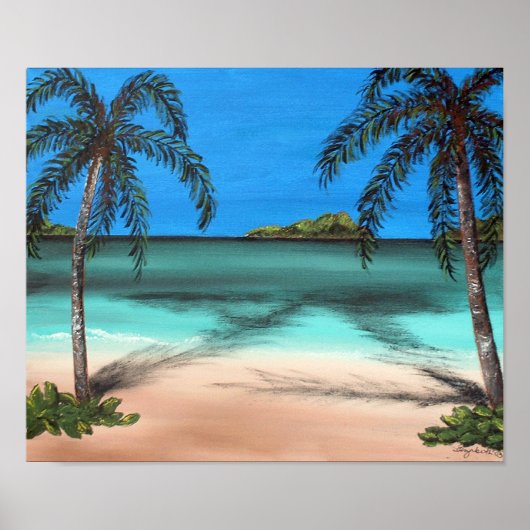 ビーチと手のひら ポスター (正面)